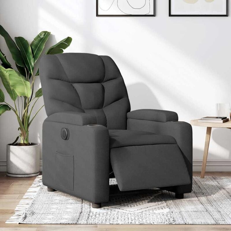 Vidaxl - Fauteuil inclinable électrique Gris foncé Tissu