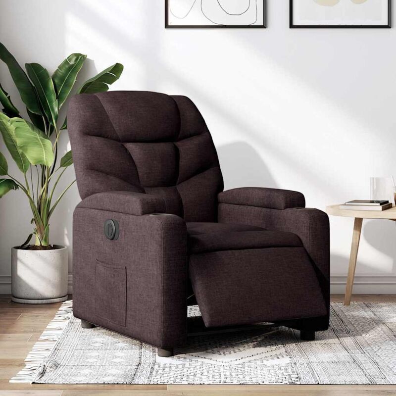 Vidaxl - Fauteuil inclinable électrique Marron foncé Tissu