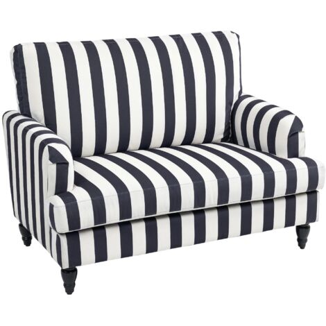 Fauteuil inclinable king-size en velours rayé avec ressorts en forme de S, 115 x 82 x 82 cm, coloris noir et blanc.