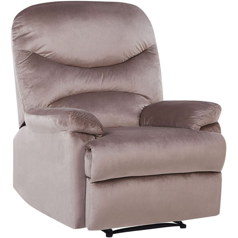 Fauteuil de Relaxation Position Réglable Manuellement en Velours Taupe avec Repose-pied et Dossier Inclinables Design Moderne et Ultra Élégant Beliani