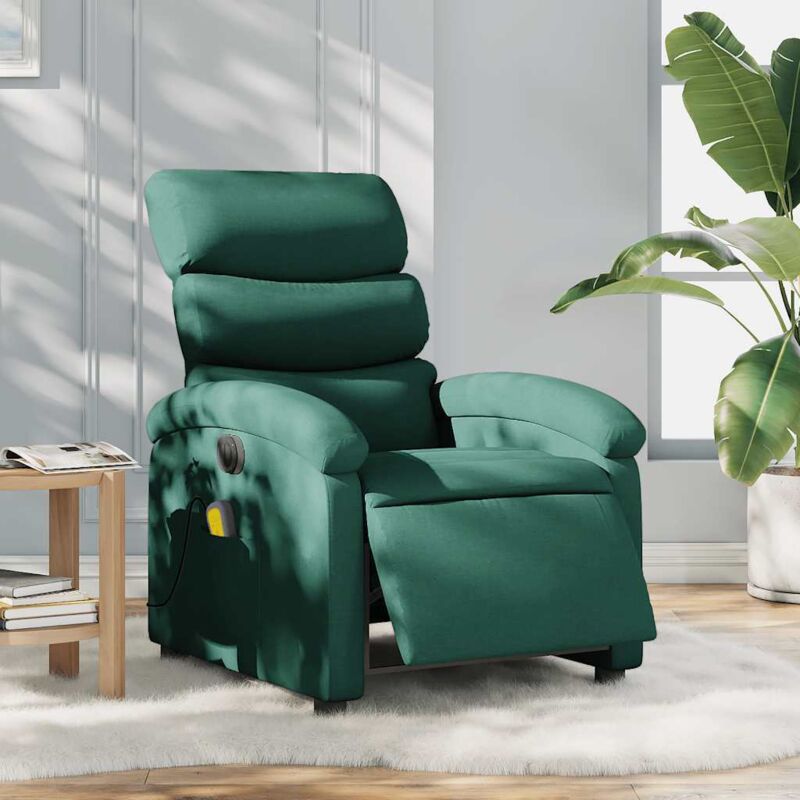 Fauteuil de massage inclinable électrique Vert foncé Tissu vidaXL