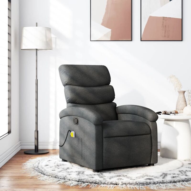 Vidaxl - Fauteuil de massage inclinable Gris foncé Tissu