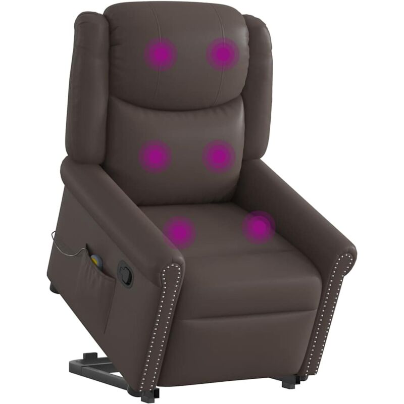 Vidaxl - Fauteuil de massage inclinable marron brillant similicuir