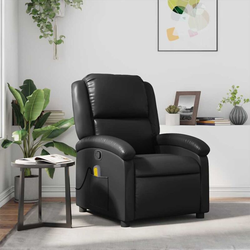 Fauteuil de massage inclinable Noir Similicuir