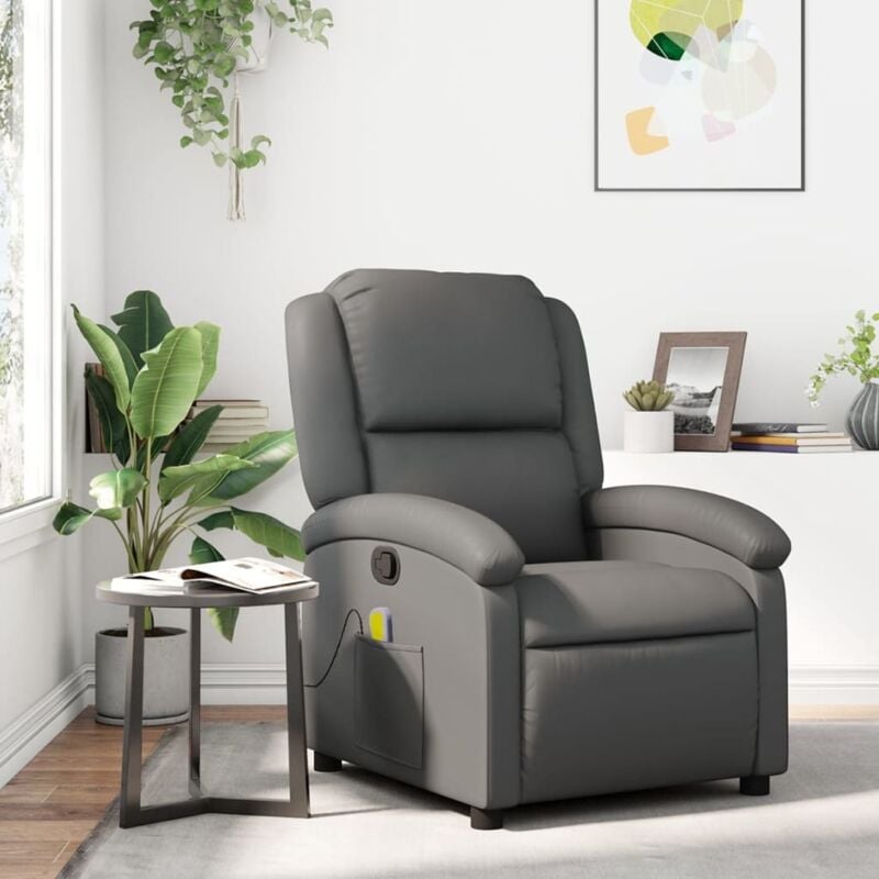 Fauteuil de massage inclinable Gris Similicuir Vidaxl