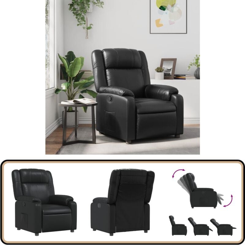Vidaxl - Fauteuil inclinable Noir Similicuir - Fauteuil Inclinable - Chaise Relaxante - Fauteuil Noir - Fauteuil Similicuir - Fauteuil Confortable