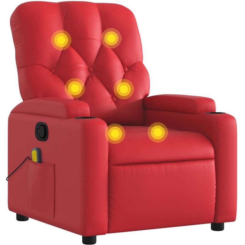Vidaxl - Fauteuil de massage inclinable rouge similicuir
