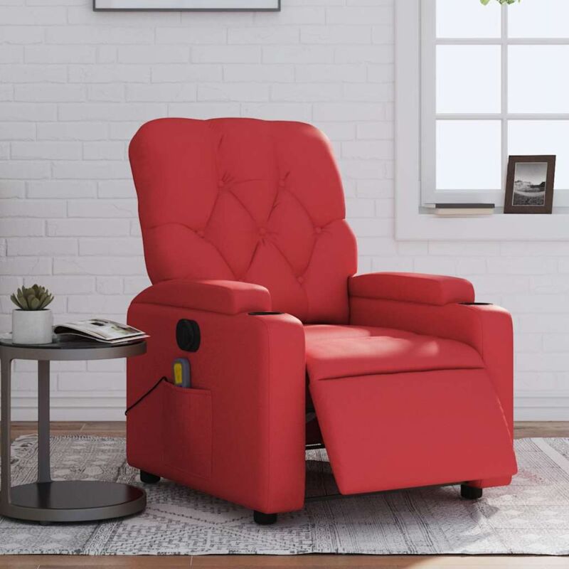Vidaxl - Fauteuil de massage inclinable électrique rouge similicuir