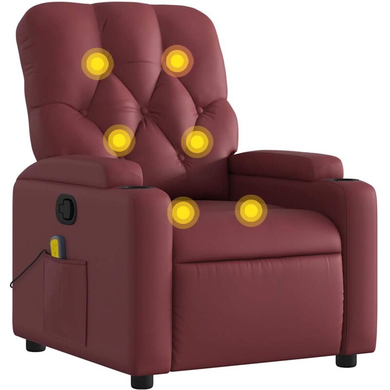 Vidaxl - Fauteuil de massage inclinable Rouge bordeaux Similicuir