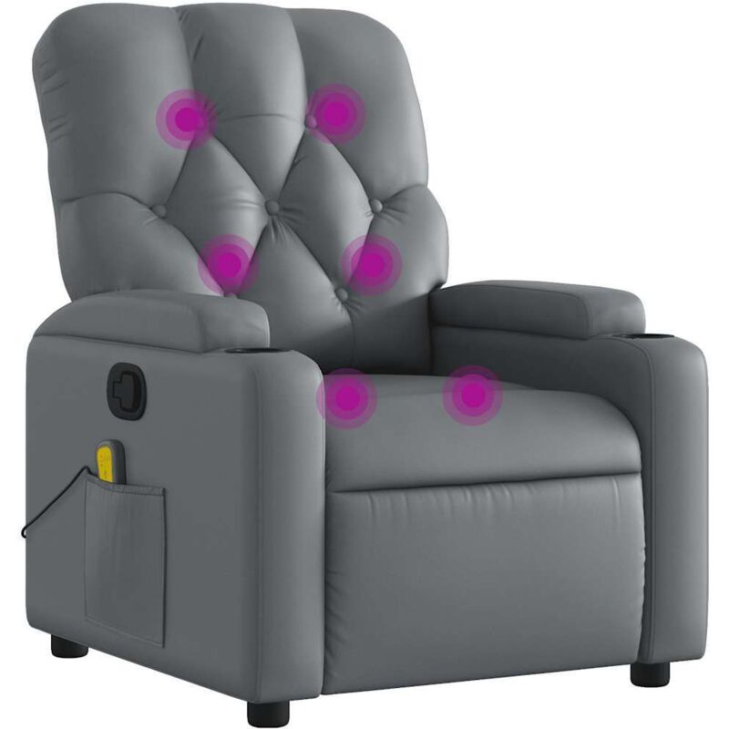 Fauteuil de massage inclinable Gris Similicuir
