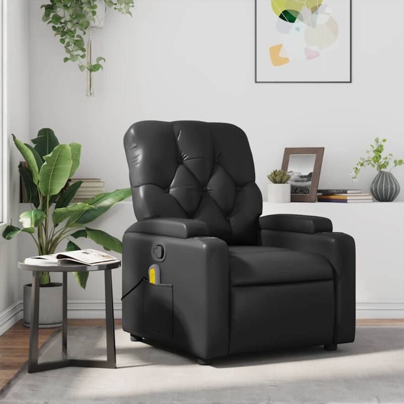 Fauteuil de massage inclinable Noir Similicuir vidaXL
