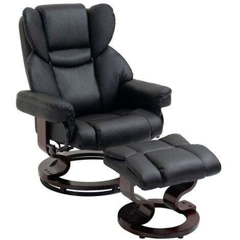 Fauteuil inclinable repose pieds pivotant cuir synthétique noir