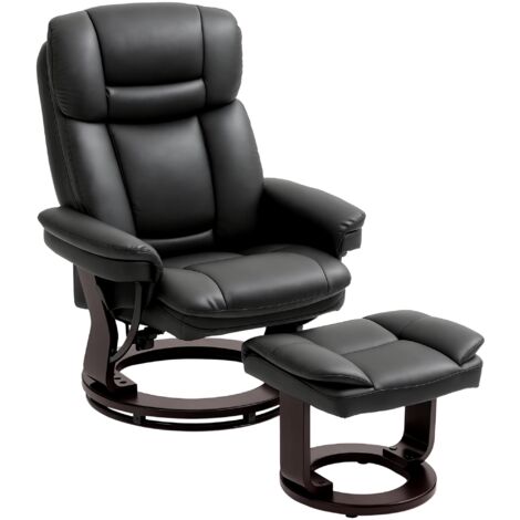 Fauteuil inclinable repose-pieds réglable sellerie faux cuir rembourré dossier rabattable noir
