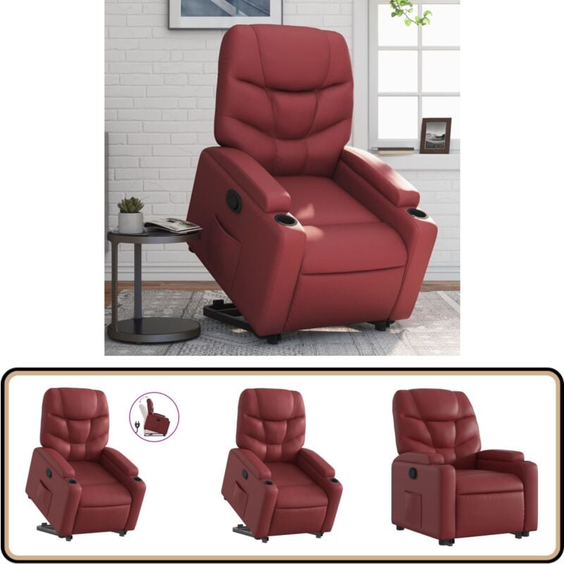 Vidaxl - Fauteuil inclinable Rouge bordeaux Similicuir - Fauteuil Inclinable - Fauteuil Relax - Fauteuil Électrique - Fauteuil Senior - Chaise