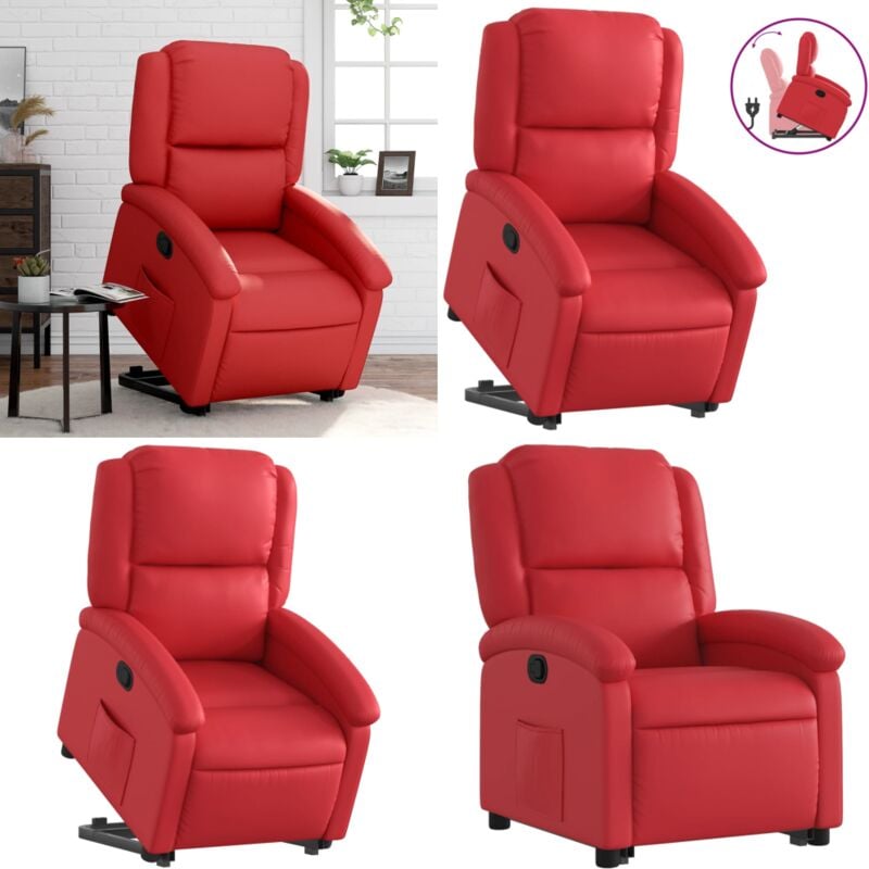 Vidaxl - Fauteuil inclinable Rouge Similicuir - Fauteuil Inclinable - Fauteuil Relax - Fauteuil Électrique - Fauteuil Senior - Chaise Ergonomique