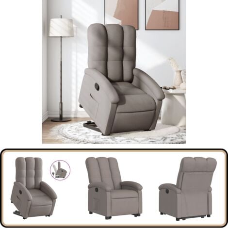 Fauteuil inclinable taupe tissu - Fauteuil Inclinable - Fauteuil Relax - Fauteuil Ergonomique - Fauteuil Senior - Fauteuil Électrique