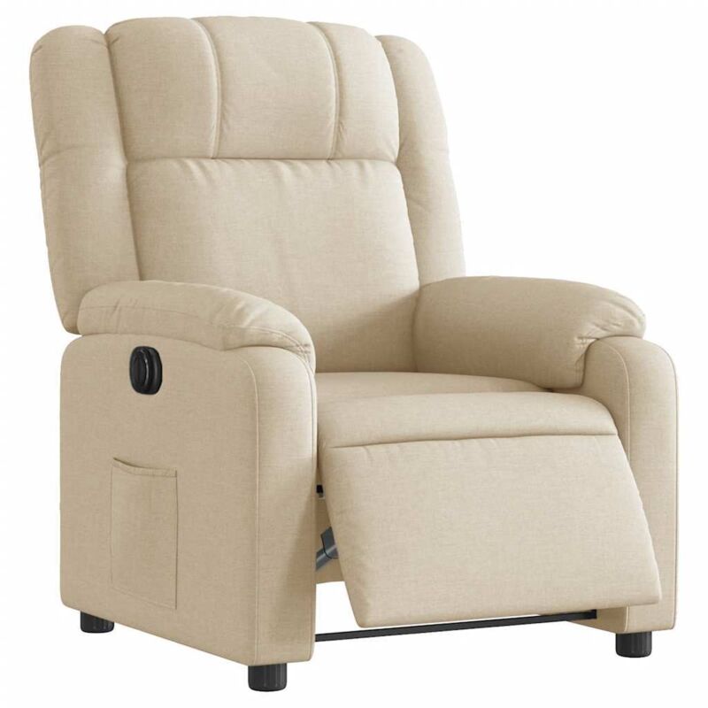 Fauteuil inclinable électrique Crème Tissu vidaXL