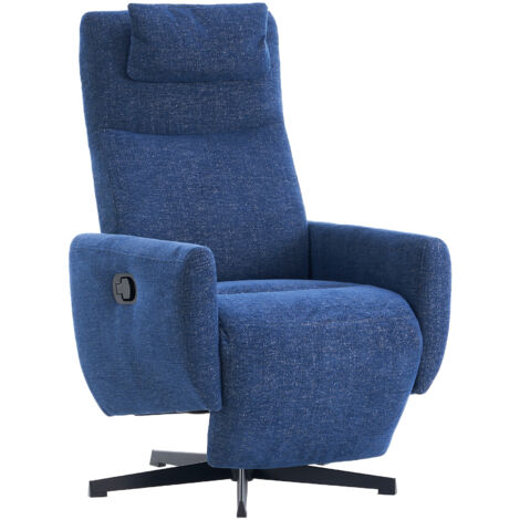 Fauteuil inclinable TV bleu chenille,repose-pieds intégré,pivotant fonction relax,parfait salon et allaitement