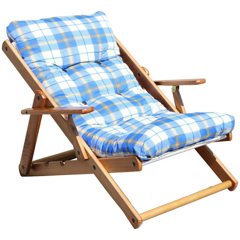 Fauteuil intérieur réglable en 3 positions en bois avec coussin Erik Blue - Blue