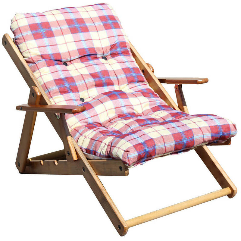 Fauteuil intérieur réglable en 3 positions en bois avec coussin Erik Red - Red