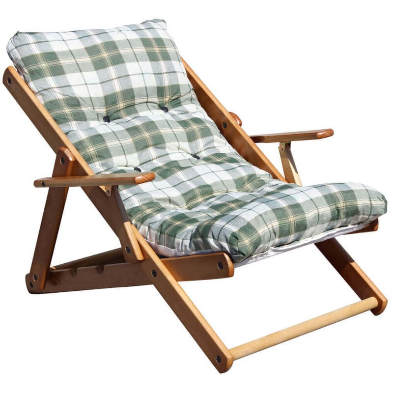 Fauteuil intérieur réglable en 3 positions en bois avec coussin Erik Green - Green