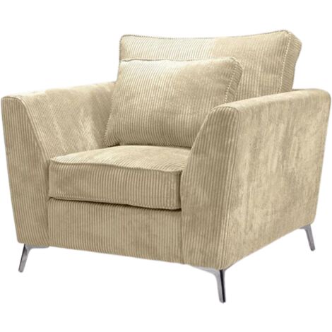 Fauteuil Isla velours côtelé beige