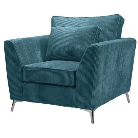 Fauteuil Isla velours côtelé bleu