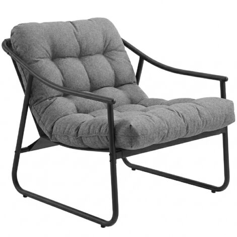 Fauteuil jardin chaise jardin coussin assise amovible fauteuil salon jardin accoudoir support 120 kg gris argent