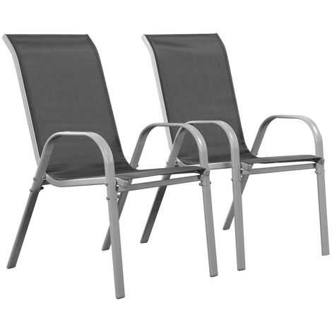 HABITAT ET JARDIN Fauteuil jardin Textilène "Cordoba" - Phoenix - Gris foncé - Lot de 2