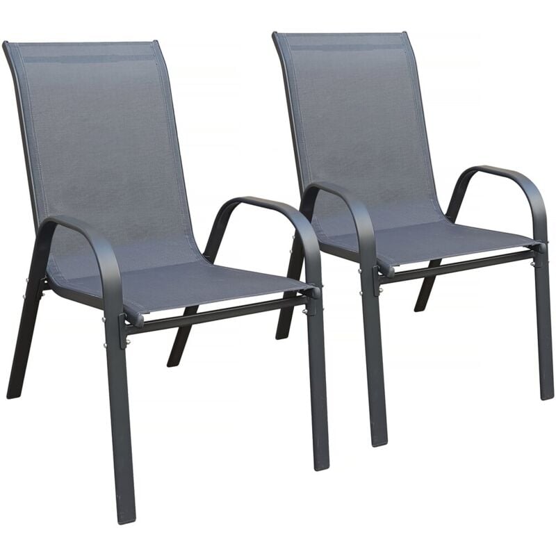 Habitat Et Jardin - Fauteuil jardin textilène 'Cordoba' - Phoenix - Lot de 2 - Anthracite