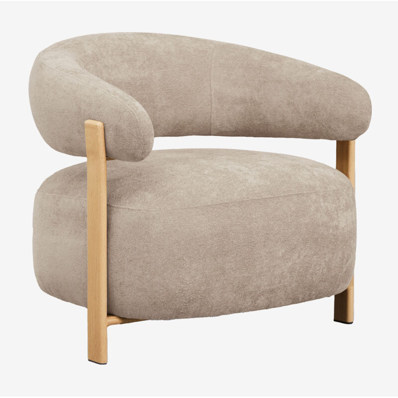 Fauteuil en tissu chenille et fer Jolie SKLUM Marron Bois Naturel