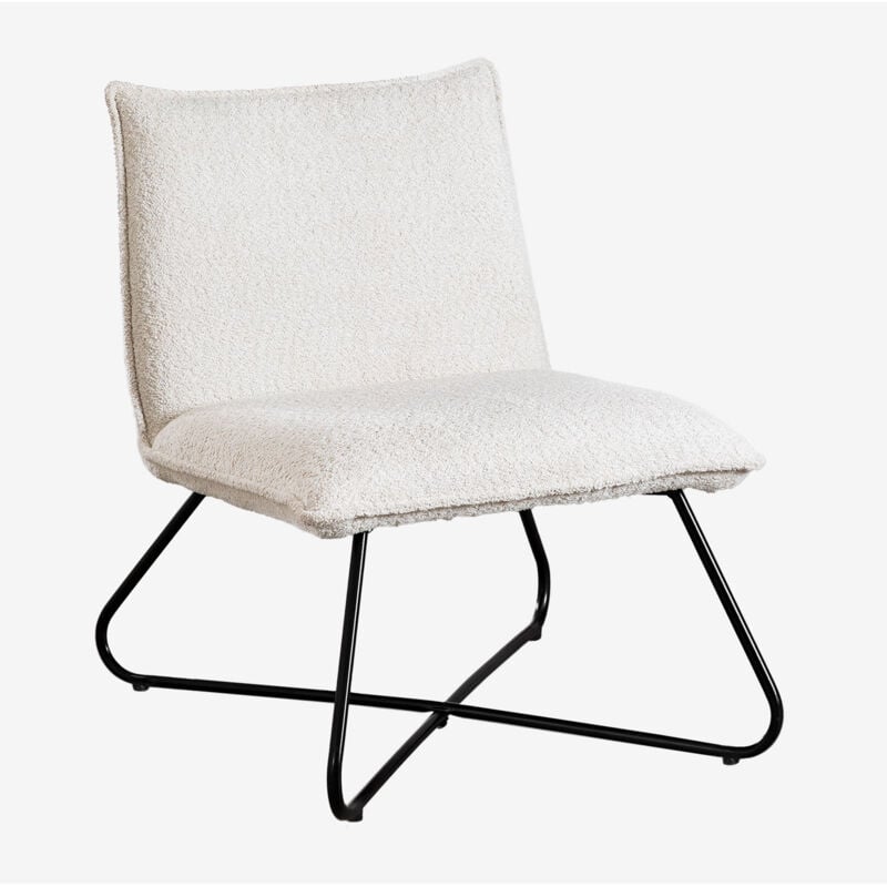 Sklum - Fauteuil en tissu bouclette Jurney Blanc