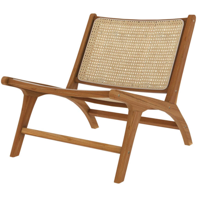 Rendez-Vous Déco – Fauteuil relax en teck massif et rotin naturel – Tressage cannage – Dossier incliné pour confort – Poids max 150 kg Rendez-Vous Déco – Fauteuil relax en teck massif et rotin naturel – Tressage cannage – Dossier incliné pour confort – Poids max 150 kg