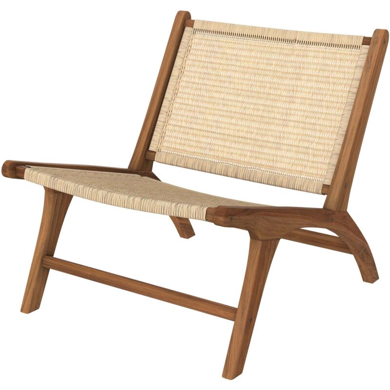 Rendez-vous Déco - Fauteuil en bois de teck et tressage vannerie en rotin - kilka