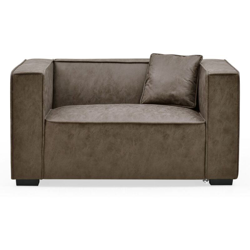 Fauteuil large Macao Tissu effet peau Vintage Marron