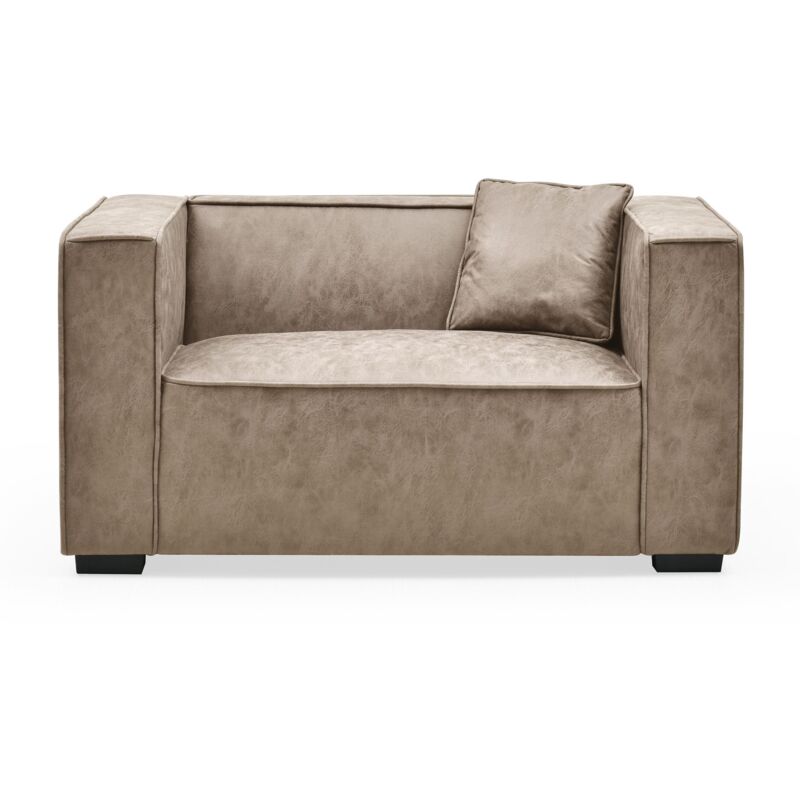 Fauteuil large Macao Tissu effet peau Vintage Beige