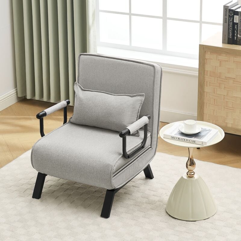 Fauteuil Lit 1 Place Convertible Woltu Canapé Lit Convertible 3 en 1, avec Dossier Réglable en 5 Positions, Gris Clair