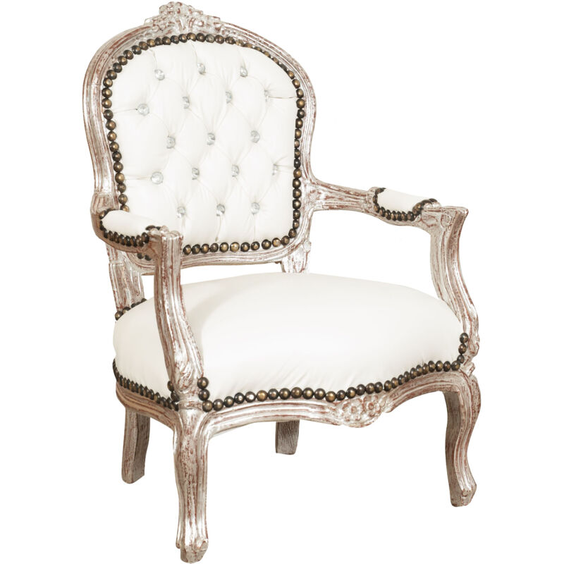 Biscottini - Fauteuil lit baroque 73x50x51 cm Chaise Louis xvi style français Fauteuil de chambre tapissé Fauteuil avec accoudoirs rembourré