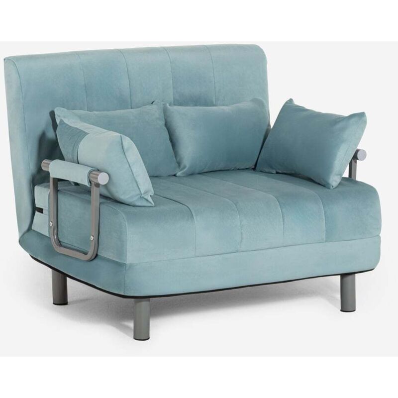 Fauteuil lit pliant gain de place en velours Deborah Twin Lux - Turquoise Fauteuil lit pliant gain de place en velours Deborah Twin Lux - Turquoise