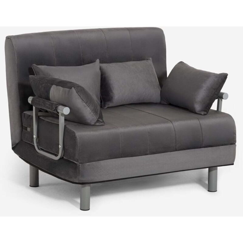 Fauteuil lit pliant gain de place en velours Deborah Twin Lux - Gris foncé Fauteuil lit pliant gain de place en velours Deborah Twin Lux - Gris foncé