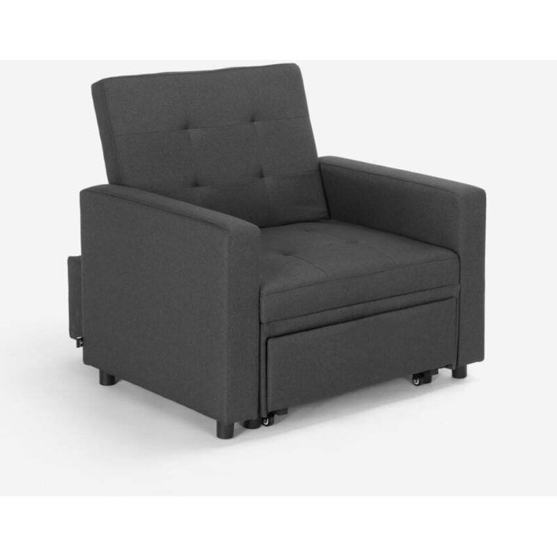 Le Roi Du Relax – Fauteuil convertible lit 1 place – Accoudoirs – Housse en tissu polyester – Dossier rabattable – Dimensions 98x105x92cm – Design Le Roi Du Relax – Fauteuil convertible lit 1 place – Accoudoirs – Housse en tissu polyester – Dossier rabattable – Dimensions 98x105x92cm – Design