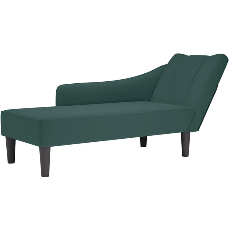 Vidaxl - Fauteuil long avec accoudoir droit vert foncé velours