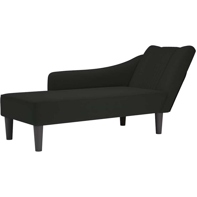 Fauteuil long avec accoudoir droit noir velours vidaXL