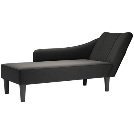 Fauteuil long avec accoudoir droit-Chaise de relaxation-Fauteuil Relax noir tissu 242718