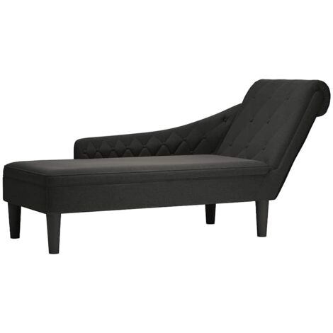 Fauteuil long avec coussin et accoudoir droit-Chaise de relaxation-Fauteuil Relax noir tissu 275604