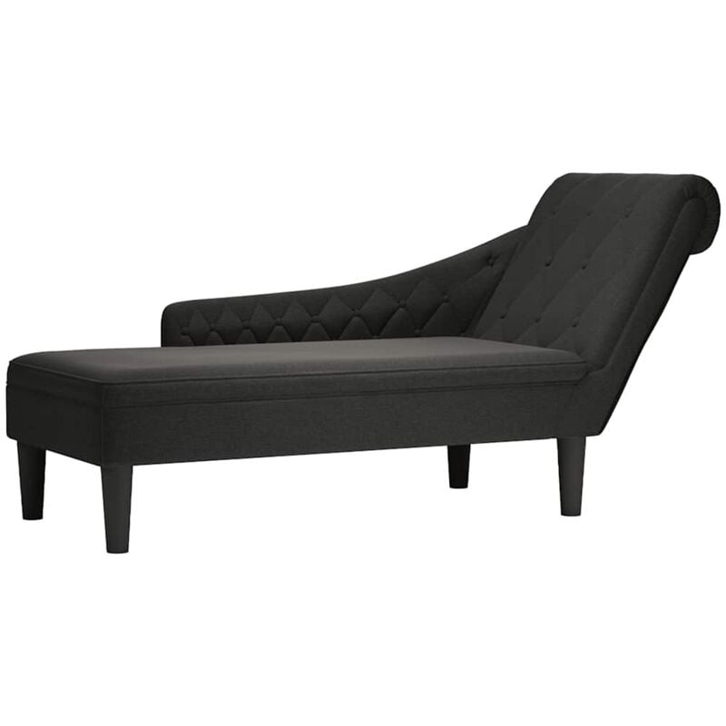 Vidaxl - Fauteuil long avec coussin et accoudoir droit noir tissu