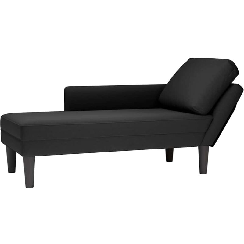 Fauteuil long avec coussin et accoudoir droit noir velours Vidaxl