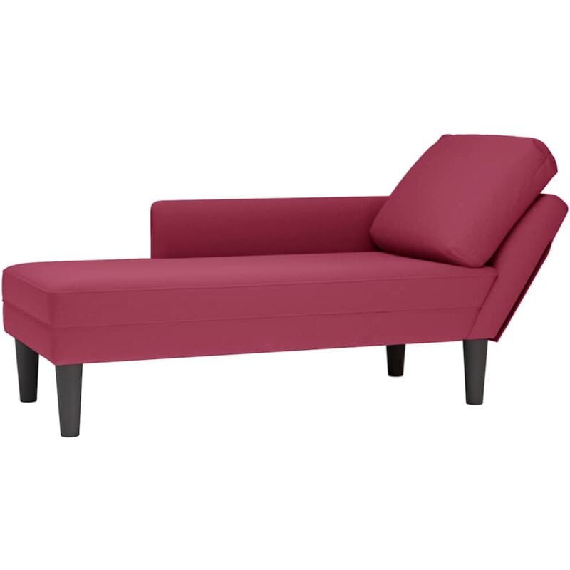 Fauteuil long avec coussin et accoudoir droit rouge bordeaux Vidaxl