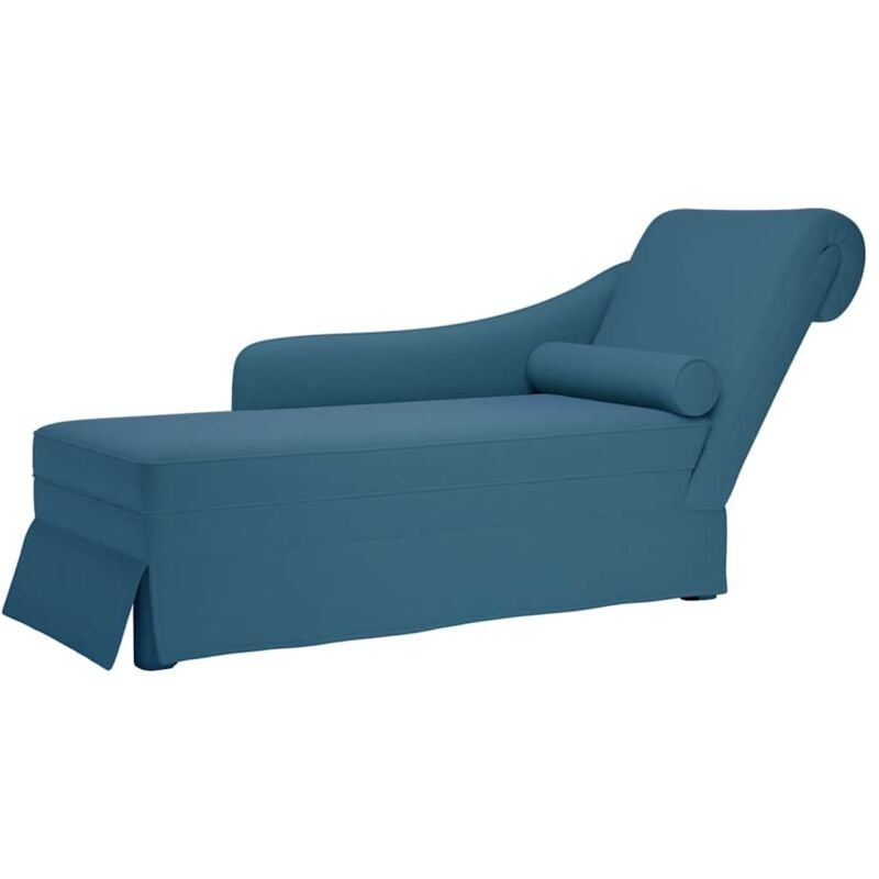 Fauteuil long avec traversin et accoudoir droit bleu velours - Vidaxl