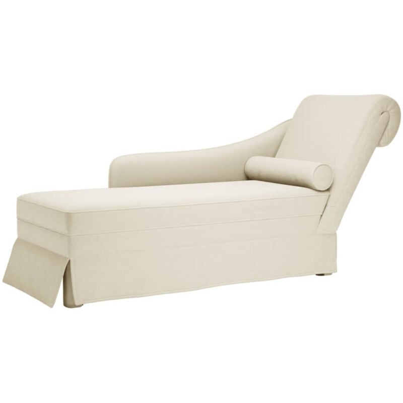 Fauteuil long avec traversin et accoudoir droit crème velours Vidaxl